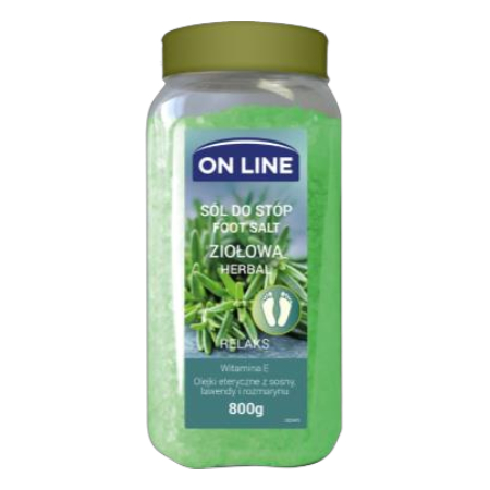 On line Herbal Foot Salt with Vitamin E and Essential Oils of Pine, Lavender, Rosemary, Lime and Lemon 800ml