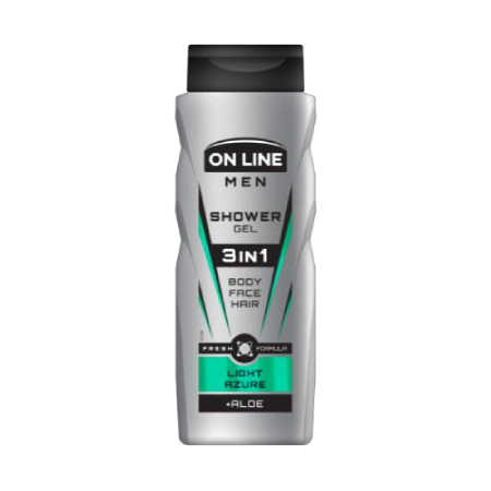 On line 3 in 1 Men's Shower Gel for Face, Hair and Body Care - Light Azurte 400 ml