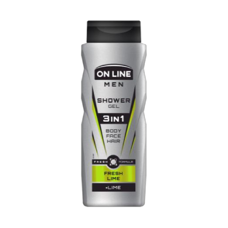 On line 3 in 1 Shower Gel for Men for Face, Hair and Body Care - Fresh Lime400 ml