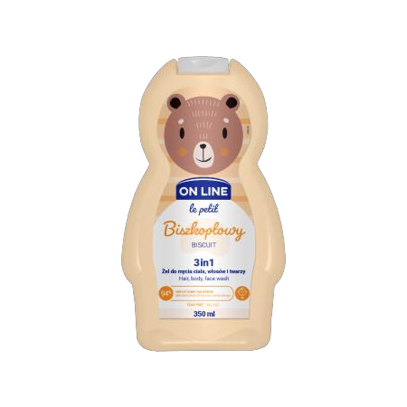 On line Body Wash for Hair, Body and Face 3 in 1 with Biscuits - for Kids 350 ml
