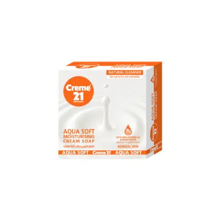 Cream 21 Aqua Soft Moisturizing Cream Soap Highly moisturizing with Vitamin B5 extract and rose water 